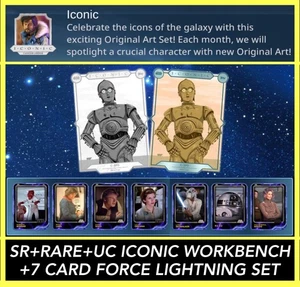 ICONIC C-3PO SR+R+UC+7 CARD FORCE LIGHTNING SET-TOPPS STAR WARS CARD TRADER - Picture 1 of 1