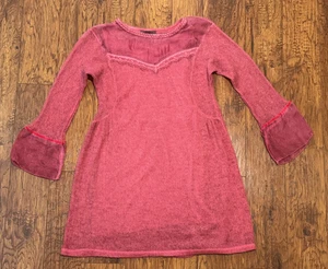Lola Made in Italy Pink Boho Bohemian Long Bell Sleeve Peasant Dress - Size M/L - Picture 1 of 7