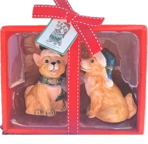 Blue Sky Handarbeit Keramik Weihnachten Corgi Hund Salz & Pfefferstreuer Box Set - Bild 1 von 5