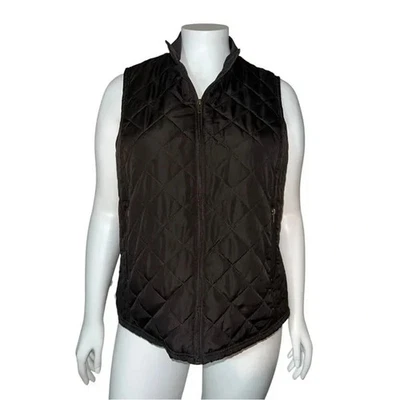 Relativity Outwear Women's Plus Size Brown Quilted Vest Pockets 2X EUC - Image 1 of 4