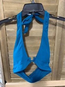 Top bikini nuovo senza etichette Halter boho estivo spiaggia vacanza imbottito taglia large blu acqua - Foto 1 di 3