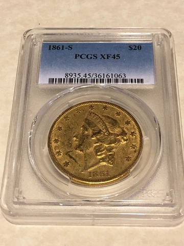 1861-S XF45 PCGS Liberty Double Eagle $20 Gold Coin good strike rarer date Cover