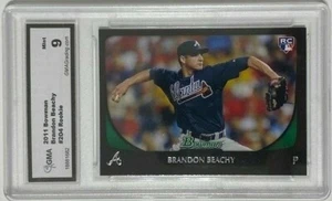 2011 Bowman Baseball #204 Brandon Beachy ROOKIE  RC GMA 9 MINT - Picture 1 of 2
