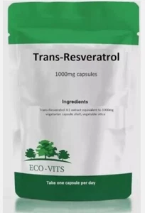 Trans-Resveratrol 1000mg Capsules – Powerful Antioxidant Support for Heart - Picture 1 of 1