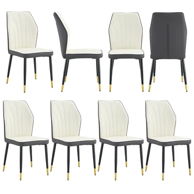 8X Modern Dining Chairs Office Chairs Color Mixing PU Upholstered w-Metal Legs - Image 1 of 4
