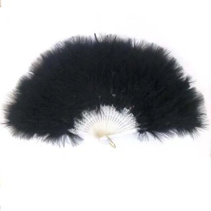 Marabou Large Deluxe Dainty Feather Fan - Black (Style 1) - Picture 1 of 4
