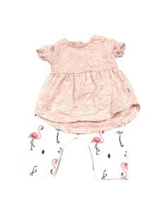 Petit Lem Baby Girl 6m Outfit 2pc Set Capris Shirt Soft Pink Flamingos Diamonds - Picture 1 of 4