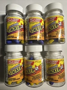 6 Stacker TWO 20 Capsules Weight Loss Energy Dietary Sup (6 Bottles) = 120 - Picture 1 of 1