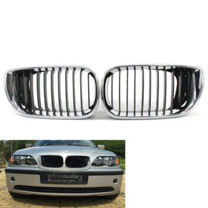Gloss Kidney Style Front Grille Half Chrome for BMW E46 02-05 3 Series Sedan - Picture 1 of 8