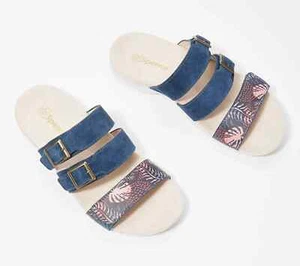 Spenco Sandalia Tanga Mujer Orquídea Tropical Azul Tobogán 5.5 Ancho - Imagen 1 de 3