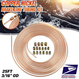 Copper Nickel Steel 3/16" Brake Line Tubing Kit Armor With 16Pcs Gold Fittings