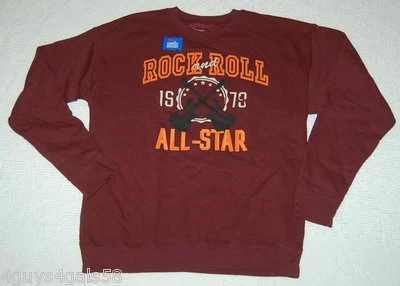Boys Sweatshirt ROCK & ROLL ALL STAR Guitars DEEP BURGUNDY Hanes Soft  XXL 18 - Image 1 of 2