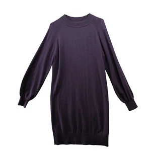 Club Monaco Sweater Dress Womens S Purple Midi Wool Silk Cashmere Cotton Crew - Picture 1 of 10