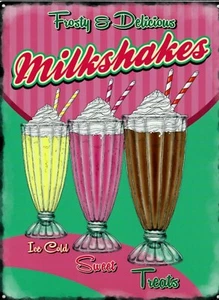 Metal Plate Vintage Milkshakes - 40 X 30 CM - Picture 1 of 1