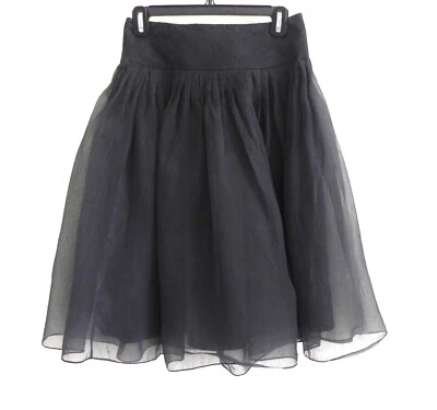 DKNY Silk Chiffon Skirt Lined Charcoal/Black Large Waist Band/Pleated 2(fit US4) - Image 1 of 4
