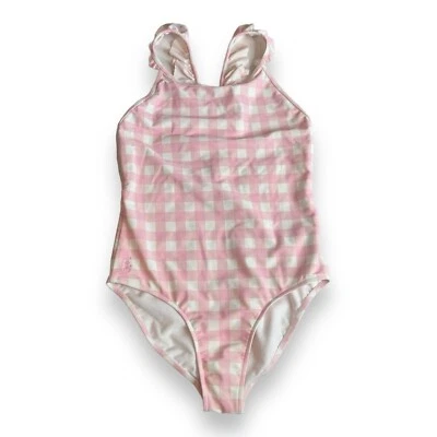$65 Polo Ralph Lauren Niñas 12 ROSA Cuadros Una Pieza Traje de Baño Volantes Correas Nuevo sin Etiquetas Foto 1 de 4