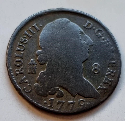 A coin of American Revolution Age * Spain 1779 Charles III 8 MARAVEDI Segovia Cover