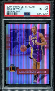 PSA 8 NM MINT 2007 TOPPS LETTERMAN REFRACTOR KOBE BRYANT #2 LAKERS /99 B207 - Picture 1 of 2