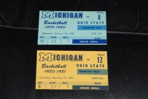 2 STUB BIGLIETTI BASKET OHIO ST AT MICHIGAN DIFF ANNI 70 PRIMI ANNI 80 - Foto 1 di 2