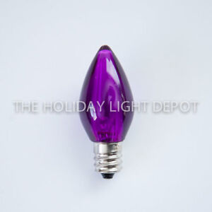 Box of 25 C7 Purple LED Christmas Light Bulb Smooth LED Retro Fit Dimmable 