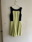 Cue Lime Green And Black Trim Dress Open Back Zip Back Size 14