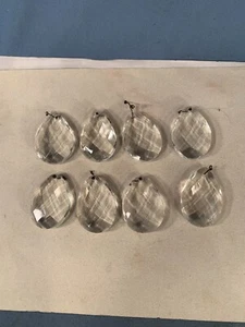 Victorian Lot of 8 Crystal Faceted Pendalogue Prisms 1&7/8 inches tall - Picture 1 of 3