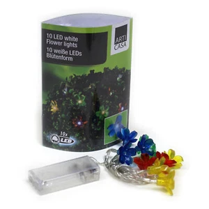 LED Lichterkette mit Batteriefach / Design: Blumen / 10 LED / Multicolor Deko - Picture 1 of 2