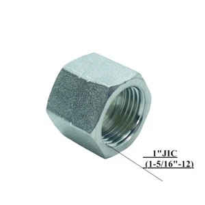 1" (1-5/16"-12) Female JIC 37° Flare Cap Hydraulic Zinc Plated 1 Piece - Picture 1 of 6