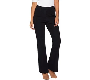 Isaac Mizrahi size 6 Tall black 24/7 Denim Boot Cut Flyfront Jeans - Picture 1 of 4