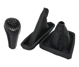 Schaltknauf Carbon-Optik Schaltsack Handbremsmanschette Echtleder für BMW E46 - Bild 1 von 12