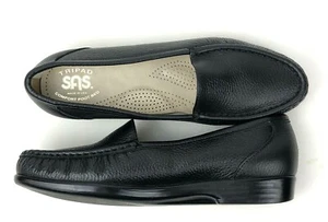 Mocasines SAS para mujer de cuero negro 8M acolchados 1" tacón cómodo sin cordones EE. UU. Nuevos  - Imagen 1 de 10