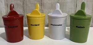 Condiment Serving Set Ketchup Mustard Mayo Relish Summer BBQ / Picnic - VTG - Picture 1 of 9