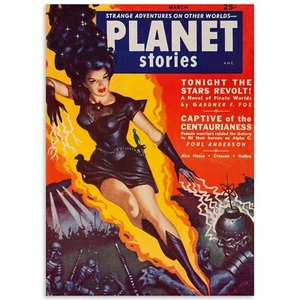 Planet Stories 20x28 Vintage Pulp Sci-Fi Poster, Reproduktion Wanddeko Kunst - Bild 1 von 4
