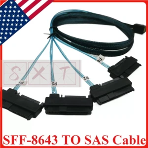 Mini SAS HDD SFF-8643 to 4 SFF-8482 Connector with Power Port Hard Drive 1M - Picture 1 of 6