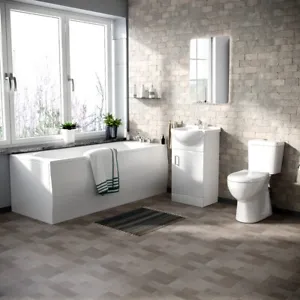 Memphis 3-Piece Bathroom Suite White - Close Coupled Toilet, 450mm Basin Vanity  - Picture 1 of 10
