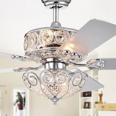 Catalina Chrome 5-blade 52-inch Crystal Ceiling Fan - Image 1 of 4