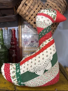 Vintage 80er Weihnachten Ente Steppdeko Gans Plüsch Landhaus Landhaus Handarbeit - Bild 1 von 3