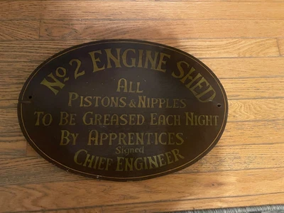 Letrero de instrucción de ferrocarril de madera antiguo pintado a mano Foto 1 de 4