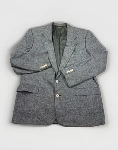 Christian Dior Monsieur Mens 48L Blazer 100% Silk Jacket Gray Lined Coat VINTAGE - Picture 1 of 6