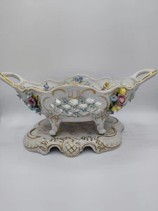 Carl Thieme Dresden Netzkorb & seltener passender Sockel Germany handbemalt - Bild 1 von 14