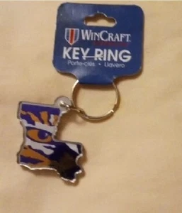 🌟NEW🌟 LSU TIGERS TIGER EYE WINCRAFT STATE OF LOUISIANA SHAPED KEY RING - Picture 1 of 1