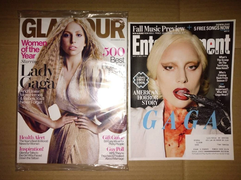 Lot of 2 - Entertainment Weekly / GLAMOUR Magazine - LADY GAGA - 2013 / 2015 - Image 1 of 2