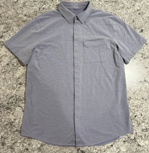 Lululemon Shirt Button Up Mens Medium Short Sleeve Blue/Purple Live In Practice - Picture 1 of 6