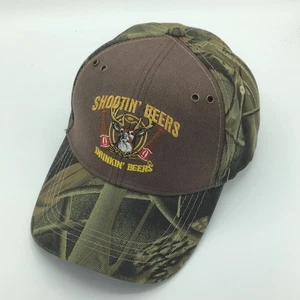 Camo Baseball Cap Embroidered "Shootin Beers Drinkin Beers" Deer Camp Hat - Picture 1 of 8