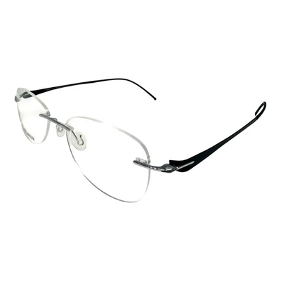Anteojos para unisex redondos ovalados negros titanio sin montura lente de demostración 53-18-140 Flex Foto 1 de 4