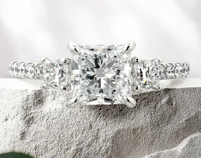 1.45 Ct Princess 950 Platinum Diamond Woman Engagement Ring IGI VS1 Lab Created - Image 1 of 4