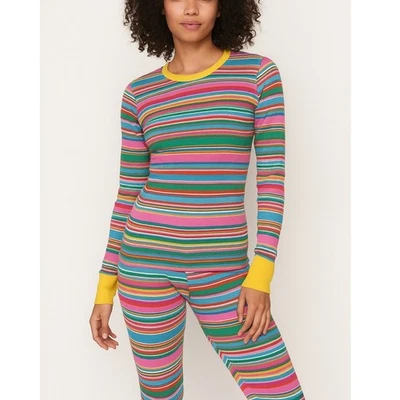 Conjunto de Pijama Térmico a Rayas Victoria's Secret Mediano Y2K Arco Iris Manga Larga De Colección Foto 1 de 4