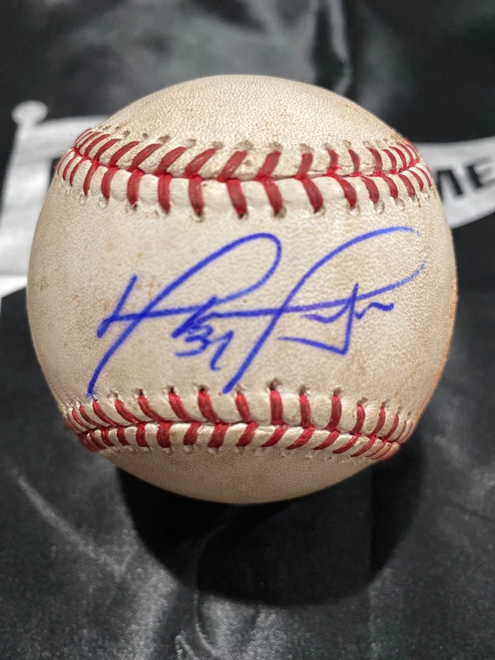 David Ortiz MLB Game Used Single RBI Autographed Ball 5/13/14 Career Hit #2062  - Image 1 of 4