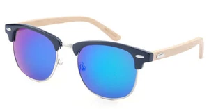 Eco Bamboo arms Mens Womens Retro Classic Metal Hinge Sunglasses-AUS Seller - Picture 1 of 33