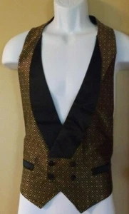 Sz S Men's Black & Gold Openback Tuxedo Vest nwot - Picture 1 of 2